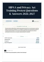 HIPAA and Privacy Act Training Pretest Questions & Answers 2026&sol;2027