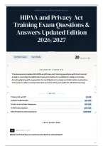 HIPAA and Privacy Act Training Exam Questions & Answers Updated Edition 2026&sol;2027