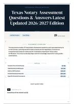 Texas Notary Assessment Questions & Answers Latest Updated 2026&sol;2027 Edition