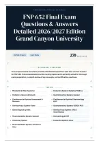 FNP 652 Final Exam Questions & Answers Detailed 2026&sol;2027 Edition Grand Canyon University