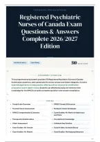 Registered Psychiatric Nurses of Canada Exam Questions & Answers Complete 2026&sol;2027 Edition