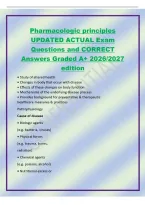 Pharmacologic principles&NewLine;UPDATED ACTUAL Exam&NewLine;Questions and CORRECT&NewLine;Answers Graded A&plus; 2026&sol;2027&NewLine;edition&NewLine;&bull; Study of altered health&NewLine;&bull; Changes in body that occur with disease&NewLine;&bull; Effects of these changes on body function&NewLine;&bull; Mechanisms of the underlying d