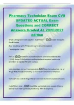 Pharmacy Technician Exam CVS&NewLine;UPDATED ACTUAL Exam&NewLine;Questions and CORRECT&NewLine;Answers Graded A&plus; 2026&sol;2027&NewLine;edition&NewLine;What is the green trash bag for&quest; Blue&quest; Clear&quest; -Green- Vials and&NewLine;Stock Bottles&NewLine;Blue- Anything with PHI &lpar;protected health information&rpar;&NewLine;Clear-R