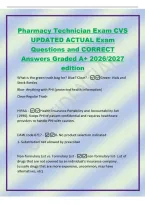 Pharmacy Technician Exam CVS&NewLine;UPDATED ACTUAL Exam&NewLine;Questions and CORRECT&NewLine;Answers Graded A&plus; 2026&sol;2027&NewLine;edition&NewLine;What is the green trash bag for&quest; Blue&quest; Clear&quest; -Green- Vials and&NewLine;Stock Bottles&NewLine;Blue- Anything with PHI &lpar;protected health information&rpar;&NewLine;Clear-R