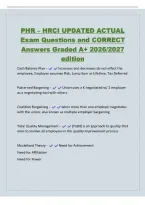 PHR &ndash; HRCI UPDATED ACTUAL&NewLine;Exam Questions and CORRECT&NewLine;Answers Graded A&plus; 2026&sol;2027&NewLine;edition&NewLine;Cash Balance Plan - Increases and decreases do not effect the&NewLine;employee&comma; Employer assumes Risk&comma; Lump Sum or Lifetime&comma; Tax Deferred&NewLine;Patterned Bargening - Union us