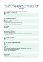 Nurs 5338 Pediatric Cardiology &vert; The University of Texas&NewLine;at Arlington &vert; UPDATED Questions with 100&percnt; Verified&NewLine;Answers