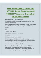PHR EXAM &lpar;HRCI&rpar; UPDATED&NewLine;ACTUAL Exam Questions and&NewLine;CORRECT Answers Graded A&plus;&NewLine;2026&sol;2027 edition&NewLine;What are examples of best HR practices&quest;&NewLine;HR Compliance&comma; Positive Onboarding&comma; Promote Inclusion&comma; and Cross&NewLine;Functional Collaboration&NewLine;In 2021&comma; what major orga