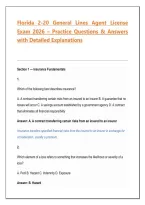 Florida 2-20 General Lines Agent License&NewLine;Exam 2026 &ndash; Practice Questions & Answers&NewLine;with Detailed Explanations&NewLine;