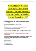 CPHON Exam Practice &NewLine;Questions And Correct &NewLine;Answers &lpar;Verified Answers&rpar; &NewLine;Plus Rationale 2026 Q&A&vert; &NewLine;Instant Download Pdf 