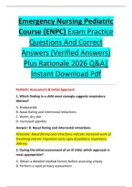 Emergency Nursing Pediatric &NewLine;Course &lpar;ENPC&rpar; Exam Practice &NewLine;Questions And Correct &NewLine;Answers &lpar;Verified Answers&rpar; &NewLine;Plus Rationale 2026 Q&A&vert; &NewLine;Instant Download Pdf 