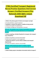 CTRN &lpar;Certified Transport Registered &NewLine;Nurse&rpar; Practice Questions And Correct &NewLine;Answers &lpar;Verified Answers&rpar; Plus &NewLine;Rationale 2026 Q&A&vert; Instant &NewLine;Download Pdf
