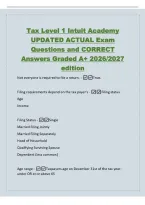 Tax Level 1 Intuit Academy&NewLine;UPDATED ACTUAL Exam&NewLine;Questions and CORRECT&NewLine;Answers Graded A&plus; 2026&sol;2027&NewLine;edition
