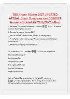 TBS Phase 1 Exam 2027 UPDATED&NewLine;ACTUAL Exam Questions and CORRECT&NewLine;Answers Graded A&plus; 2026&sol;2027 edition&NewLine;5 Horizontal Themes of Officership - Answers  1&period; A man or&NewLine;women of exemplary character&NewLine;2&period; Devoted to leading Marines 24&sol;7&NewLine;3&period; Able to decide&comma; communic