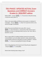 TBS PHASE 1 UPDATED ACTUAL Exam&NewLine;Questions and CORRECT Answers&NewLine;Graded A&plus; 2026&sol;2027 edition&NewLine;Define OPSEC - Answers  The process to deny the enemy&NewLine;critical information about us&NewLine;What is the responsibility of all Marines who suspect an individual of&NewLine;espi