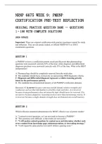 Nrnp 6675 Week 9&colon; Pmhnp&NewLine;Certification Pre-Test Reflection&NewLine;Original Practice Question Bank &mdash; Questions&NewLine;1&ndash;100 With Complete Solutions