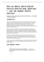 Nrsg 263 Mental Health Nursing&NewLine;Practice Question Bank &lbrack;Questions&NewLine;1&ndash;200&rsqb; And Answers Updated&NewLine;2026&sol;2027