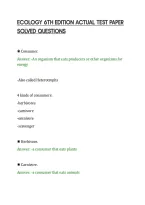Ecology 6Th Edition Actual Test Paper&NewLine;Solved Questions