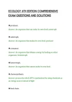Ecology 6Th Edition Comprehensive&NewLine;Exam Questions And Solutions
