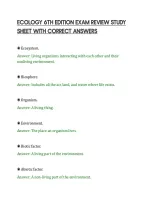 Ecology 6Th Edition Exam Review Study&NewLine;Sheet With Correct Answers