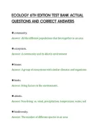 Ecology 6Th Edition Test Bank Actual&NewLine;Questions And Correct Answers
