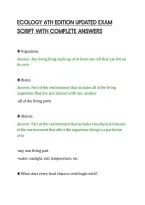 Ecology 6Th Edition Updated Exam&NewLine;Script With Complete Answers