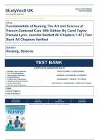 Fundamentals of Nursing The Art and Science of Person-Centered Care 10th Edition By Carol Taylor&comma; Pamela Lynn&comma; Jennifer Bartlett All Chapters 1-47 &vert; Test Bank Verified&comma; A&plus; Grade 9781975168155