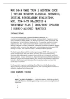 Wgu D348 Umm2 Task 2 Midterm Osce&NewLine;&vert; Taylor Winston Clinical Scenario&comma;&NewLine;Initial Psychiatric Evaluation&comma;&NewLine;Mse&comma; Dsm-5-Tr Diagnosis &&NewLine;Treatment Plan &vert; 2026&sol;2027 Updated&NewLine;&vert; Rubric-Aligned Practice