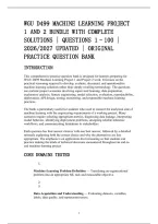 Wgu D499 Machine Learning Project&NewLine;1 And 2 Bundle With Complete&NewLine;Solutions &vert; Questions 1&ndash;100 &vert;&NewLine;2026&sol;2027 Updated &vert; Original&NewLine;Practice Question Bank