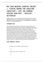 Wgu D499 Machine Learning Project&NewLine;1&colon; Finding Donors For Charityml&NewLine;&lbrack;Questions 1-100&rsqb; And Answers&NewLine;Updated 2026&sol;2027 &vert; Detailed&NewLine;Rationales