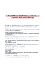 NFDN 2007 Mental health Final Exam Units 7-12 Questions With Correct Answers