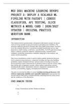 Wgu D501 Machine Learning Devops&NewLine;Project 2&colon; Deploy A Scalable Ml&NewLine;Pipeline With Fastapi &vert; Census&NewLine;Classifier&comma; Api Testing&comma; Slice&NewLine;Metrics & Model Card &vert; 2026&sol;2027&NewLine;Updated &vert; Original Practice&NewLine;Question Bank