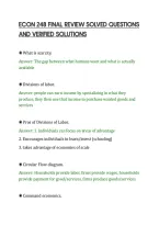 Econ 248 Final Review Solved Questions&NewLine;And Verified Solutions