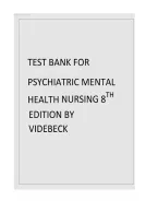 Test Bank for Psychiatric-Mental Health Nursing&comma; 8th Edition by Sheila L&period; Videbeck &ndash; All Chapters 1&ndash;24 Complete Guide with Verified Questions&comma; Answers & Detailed Rationales