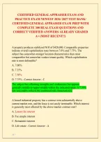 Certified General Appraiser Exam And &NewLine;Practice Exam Newest 2026&sol; 2027 Test Bank&sol; &NewLine;Certified General Appraiser Exam Prep With &NewLine;Complete 300 Real Exam Questions And &NewLine;Correct Verified Answers&sol; Already Graded &NewLine;A&plus; &lpar;Most Recent&excl;&excl;&rpar; 