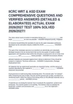 Iicrc Wrt & Asd Exam Comprehensive Questions And Verified Answers &lpar;Detailed & Elaborated&rpar; Actual Exam 2026&sol;2027 Test 100&percnt; Solved 2026&sol;2027&excl;&excl;