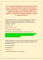Icc Z4 Code Enforcement Officer Exam And &NewLine;Practice Exam Newest 2026&sol; 2027 Test Bank &sol; &NewLine;Code Enforcement Officer Exam Prep With &NewLine;Complete 300 Real Exam Questions And &NewLine;Correct Verified Answers&sol; Already Graded &NewLine;A&plus; &lpar;Most Recent&excl;&excl;&rpar;