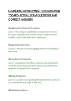 Economic Development 13Th Edition By&NewLine;Todaro Actual Exam Questions And&NewLine;Correct Answers