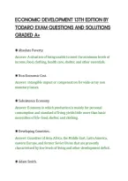 Economic Development 13Th Edition By&NewLine;Todaro Exam Questions And Solutions&NewLine;Graded A&plus;