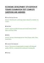 Economic Development 13Th Edition By&NewLine;Todaro Examination Test Complete&NewLine;Questions And Answers