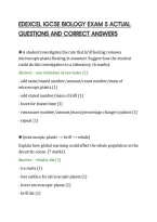 Edexcel Igcse Biology Exam 5 Actual&NewLine;Questions And Correct Answers