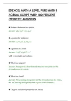 Edexcel Math A Level Pure Math 1&NewLine;Actual Script With 100 Percent&NewLine;Correct Answers