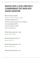 Edexcel Math A Level Pure Math 1&NewLine;Comprehensive Test Paper With&NewLine;Solved Questions