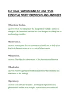 Edf 6225 Foundations Of Aba Final&NewLine;Essential Study Questions And Answers