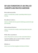 Edf 6225 Foundations Of Aba Final Key&NewLine;Concepts And Practice Questions
