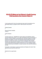 NCLEX-PN Maternal And Women's Health Nursing EAQ Questions And Answers Rated A&plus;