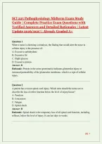 SCI 225 Pathophysiology Midterm Exam Study Guide &vert; Complete Practice Exam Questions with Verified Answers and Detailed Rationales &vert; Latest Update 2026&sol;2027 &vert; Already Graded A&plus;
