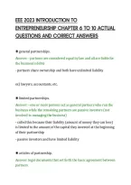 Eee 2023 Introduction To&NewLine;Entrepreneurship Chapter 6 To 10 Actual&NewLine;Questions And Correct Answers