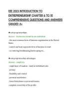 Eee 2023 Introduction To&NewLine;Entrepreneurship Chapter 6 To 10&NewLine;Comprehensive Questions And Answers&NewLine;Graded A&plus;