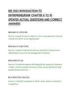 Eee 2023 Introduction To&NewLine;Entrepreneurship Chapter 6 To 10&NewLine;Updated Actual Questions And Correct&NewLine;Answers