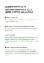 Eee 2023 Introduction To&NewLine;Entrepreneurship Chapter 6 To 10&NewLine;Verified Questions And Solutions